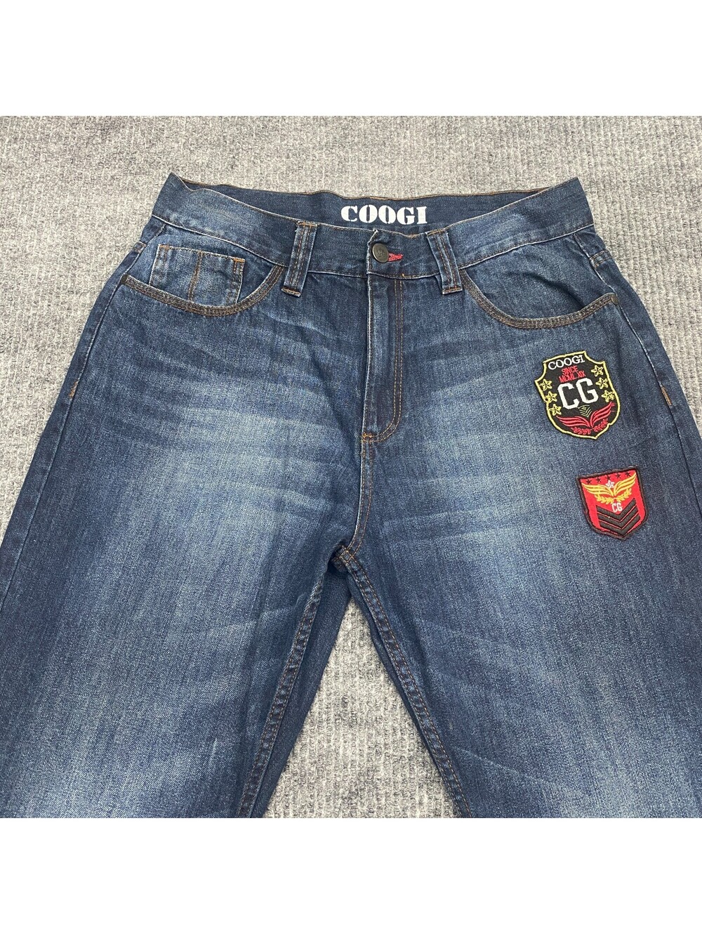 Vintage Coogi Jeans Mens 36x34 Blue Stonewash Denim Embroidered Patches Pants - Picture 11 of 15